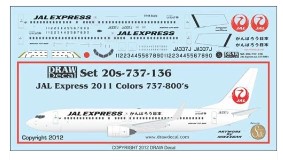 20-737-136 1/200 JAL Express 737-800's 2011 Scheme